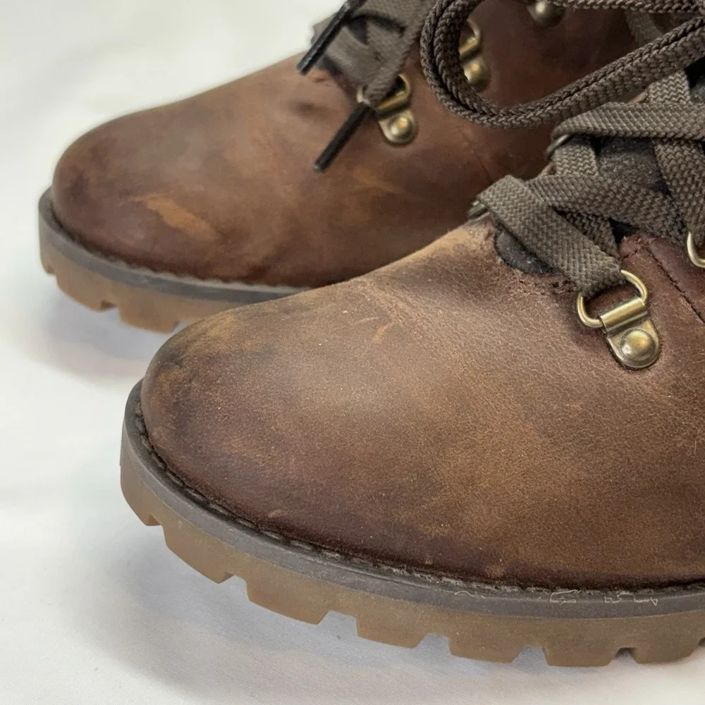 Timberland Boots Womens 7.5 Brown Leather Ellendale Ankle Combat Hiking Lug Sole